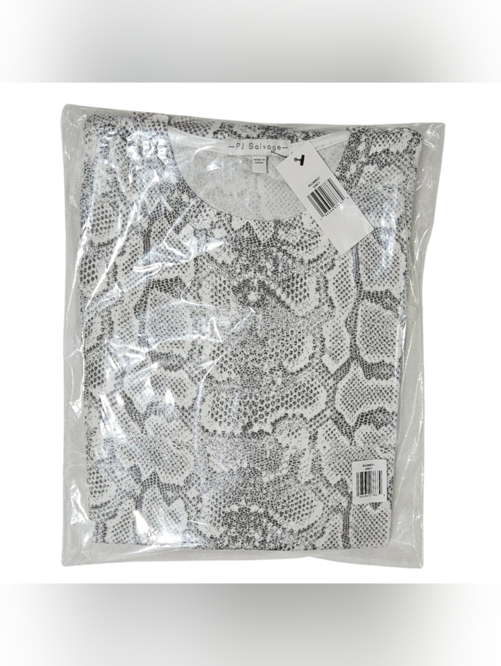 PJ Salvage Pajama Set Long Sleeve Top & Boxer Shorts Grey Snakeskin NWT
